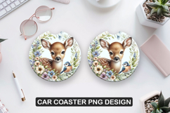 Deer Car Coaster Sublimation |Animal Coaster PNG Product Image 1