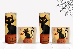 Vintage Halloween Cat Tumbler, Cartoon Bats Tumbler Wrap Product Image 2