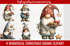 4 Whimsical Christmas Gnome Clipart | Cute Holiday Gnome PNG Product Image 1