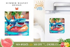 Summer Magnet Template, Summer Shark Magnet Design Product Image 1
