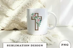 Watercolor Floral cross sublimation Png Product Image 2