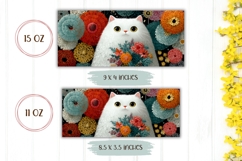 Cartoon Cat Mug PNG, Floral Mug, White Cat With Flowers Product Image 2