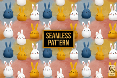 Cute Bunny Art Pattern Digital Paper Product Image 2