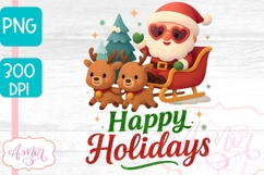 Happy Holidays PNG design, Cute Santa sublimation Design Product Image 1