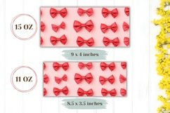 Pink Bows Mug Wrap Design, Cute Bow Mug Sublimation Product Image 2