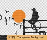 Cowboy silhouette svg, Arizona desert svg cut, Country farm Product Image 2