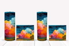 Art Tumbler Wrap, Rainbow Clouds Tumbler Sublimation Product Image 2