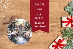 Christmas Earring PNG, Watercolor Winter Forest Sublimation Product Image 2
