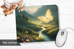 Enchanted Valley with Glowing Butterfly Mouse Pad PNG Design Product Image 1