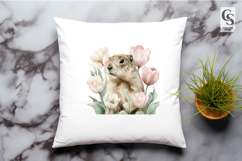 Watercolor Prairie Dog With Tulips Clipart Sublimation PNG Product Image 3