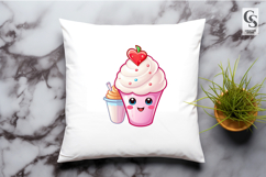 Cute Kawaii Cupcake Drink Clipart Sublimation PNG Product Image 3