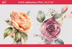 Love sublimation design, Floral love PNG. Flower sublimation Product Image 2
