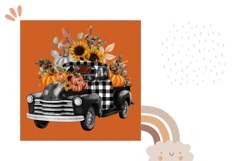 Fall Truck Pillow Sublimation, Sunflowers Pillow Template Product Image 2
