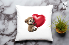 Cute Bear Holding Heart Balloon Clipart Sublimation PNG Product Image 3