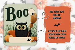 Boo Halloween Owl Money Card, Printable Halloween, Gift Card Product Image 2