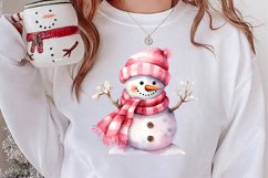 Cute Pink Christmas Snowman Sublimation Clipart Product Image 2