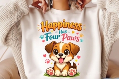 Happiness Has Four Paws Cute Puppy Shirt Design Product Image 2