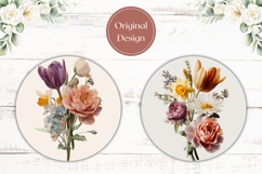 Floral Car Coaster Template, Vintage Flowers Coasters Product Image 2
