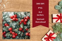 Cozy Christmas Square Coasters, Christmas Berry Coaster PNG Product Image 2