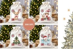Cartoon Christmas Santa Sack Designs, Christmas Animals PNG Product Image 2
