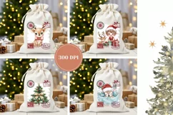 Cartoon Christmas Santa Sack Designs, Christmas Animals PNG Product Image 2
