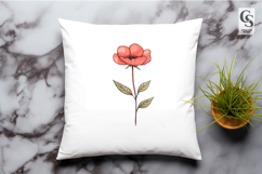 Minimal Red Flower Botanical Clipart Sublimation PNG Product Image 3