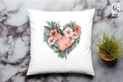 Floral Watercolor Heart Clipart Sublimation PNG Product Image 2