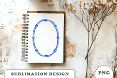 Watercolor Blue Bamboo Frame PNG Product Image 2