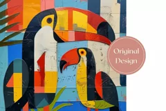 Toucan Tumbler Wrap Design, Tropical Leaves Tumbler Template Product Image 2