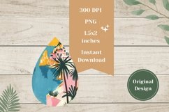 Summer Teardrop Earrings Template, Summer Sublimation Design Product Image 2