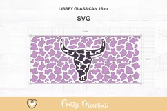 Western Libbey glass svg, Cow Print 16oz Can glass wrap svg Product Image 2