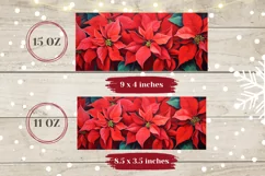 Christmas Poinsettia Mug Design, Poinsettia Coffee Mug Wrap Product Image 2