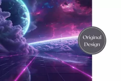 Retro Wave Tumbler Wrap, Galaxy Tumbler Sublimation Design Product Image 2
