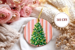 Christmas Ornament Template, Pink Stripes Ornament Print Product Image 2