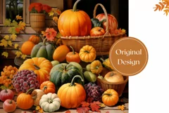 Farmhouse Tumbler Wrap, Thanksgiving Pumpkins Sublimation Product Image 2