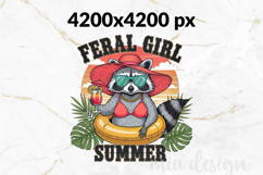 Feral Girl Summer PNG, Funny Raccoon Sublimation Design Product Image 2