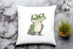 Watercolor Cute Alligator Clipart PNG Product Image 2