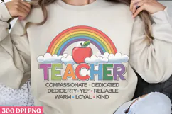 Teacher Rainbow PNG, Retro Teacher Sublimation PNG Product Image 1