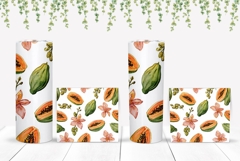 Watercolor Papaya Tumbler Design, Papaya Fruit Tumbler Wrap Product Image 2