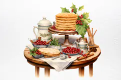 Vintage Floral Christmas Clipart PNG Product Image 2