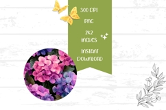 Pink Hydrangea Earrings PNG, Floral Round Earrings Template Product Image 2