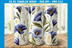 Iris Floral Tumbler Wrap | Floral Tumbler Sublimation Product Image 2