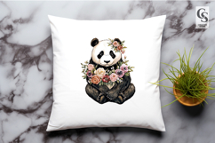 Floral Panda Watercolor Art Illustration Clipart PNG Product Image 2