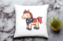 Cute Horse Patriotic Bandana Watercolor Clipart PNG Product Image 2