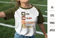 Eat Sleep Sports Repeat, Ball Sports Icons and Text Set of 6 Product Image 2