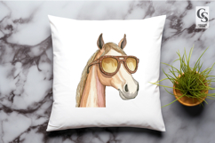 Watercolor Horse with Sunglasses Clipart PNG Product Image 2