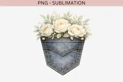 Denim pocket flowers png design for T-shirts Product Image 2