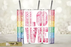LOVE LGBTQ pride month glitter flag tumbler wrap design Product Image 1