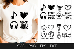Peace Love Music Headphones Design SVG PNG Product Image 1