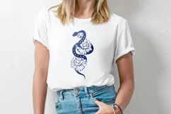 Floral snake svg, Snake with peony flowers svg, png, tattoo Product Image 2